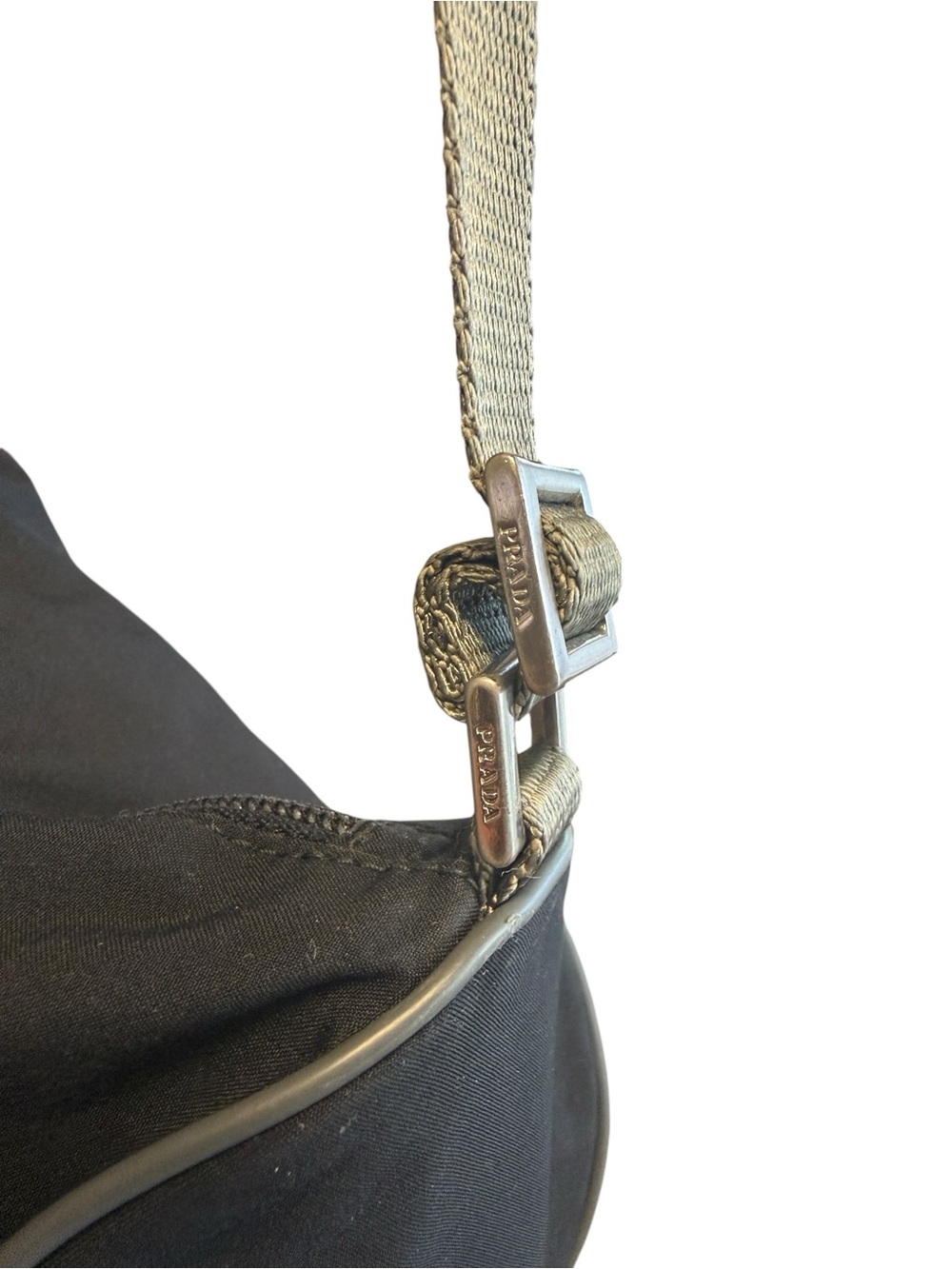 Vintage Y2K Prada Sport Logo Mini Duffel Barrel Bag Nylon Black Silver Hardware - Picture 6 of 14